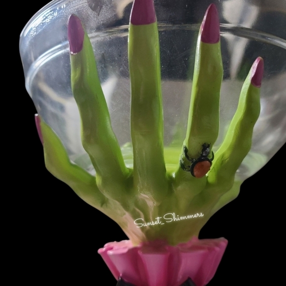 Glam Witch Hands Coquette Bow Halloween Candy Serving Bowl PINK GREEN NEW - Picture 5 of 11